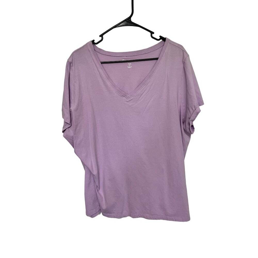 Roamans V Neck Tee Tshirt S/S Lavendar Womans Size 2X